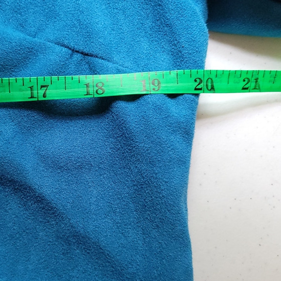 Turquoise Blue Zip Up Blazer Pin Tucked Office Casual Career Retro Chic Size PM - Picture 5 of 7